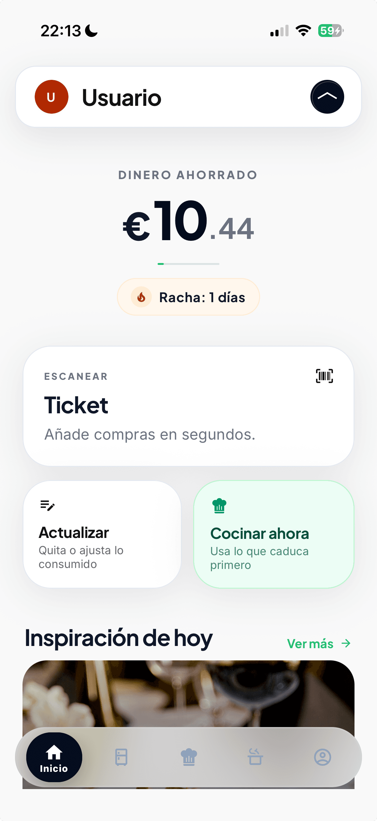 Pantalla de inicio de StockFlow