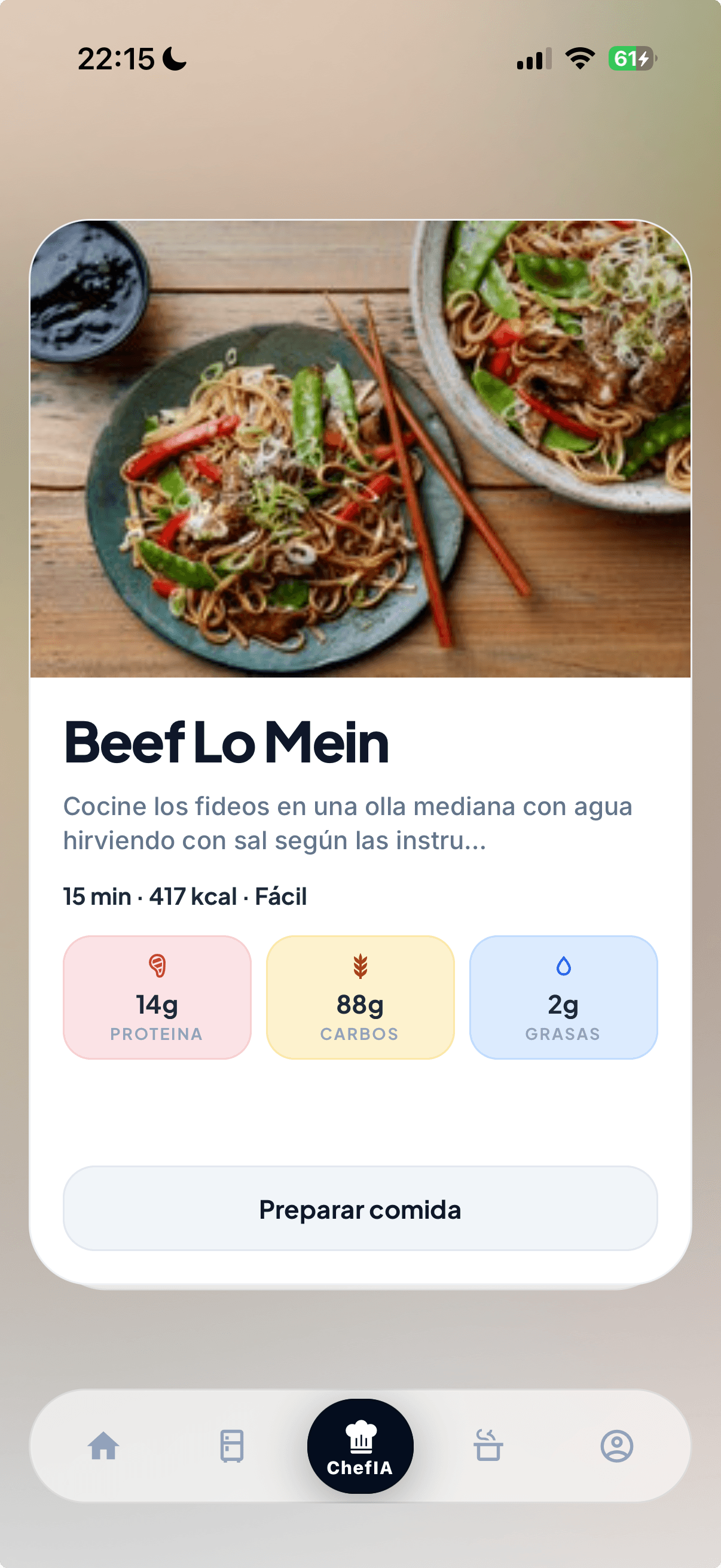Detalle de receta en StockFlow